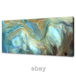Abstract Blue Gold Naturalism Modern Canvas Wall Art Print Picture Ready To Hang