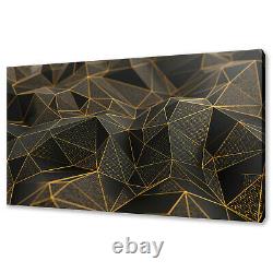 Abstract Gold Black Low Poly Modern Box Canvas Print Wall Art Picture