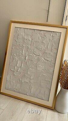Abstract Textured Canvas Wall Art Painting Large Modern Gold White Beige