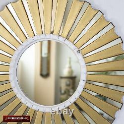 Accent Gold Round Wall Mirror 19.7, Bronze Leaf wood Mirrors for wall from Peru