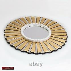Accent Gold Round Wall Mirror 19.7, Bronze Leaf wood Mirrors for wall from Peru