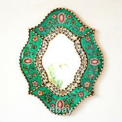 Accent wall Oval Mirror with bronze leaf frame, Peru Handpainted Glass Mirrors