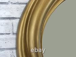 Adele Large Round Modern Swirl Wall Mirror Antique Gold Frame Art Deco 68cm