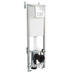 Adjustable Wall Hung Pan Frame & Concealed Cistern and Dual Flush Black Chrome
