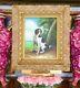 Adorable Dog Painting in Thick Golden Frame Beautiful Wall Art Gift