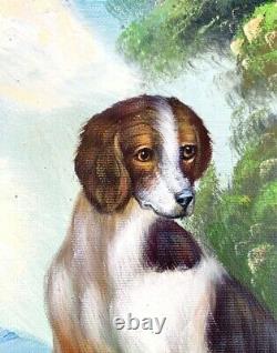 Adorable Dog Painting in Thick Golden Frame Beautiful Wall Art Gift