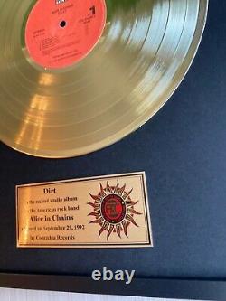 Alice In Chains Dirt 1992 Custom 24k Gold Vinyl Record in Wall Hanging Frame