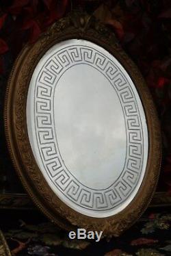 An Antique Gold Framed Georgian Greek Key Design Bevelled Glass Wall Mirror