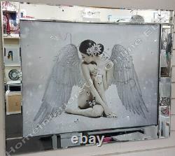 Angels with white/rose gold wings decor pictures with crystals & mirror frames