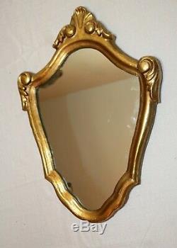 Antique 1800 hand carved Italian Baroque gold gilded gilt wood wall frame mirror