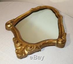 Antique 1800 hand carved Italian Baroque gold gilded gilt wood wall frame mirror