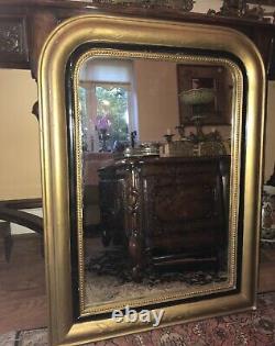 Antique 19th century Luis philippe Ebonised and Gilded Wall Mirror