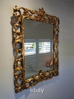 Antique 19th century carved gilt wood Gesso Florentine framed Wall Mirror