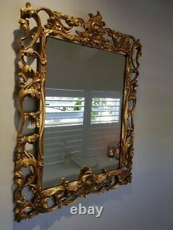 Antique 19th century carved gilt wood Gesso Florentine framed Wall Mirror