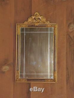 Antique Art Nouveau Gold Gesso Framed Silvered Etched Venetian style Wall Mirror
