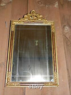 Antique Art Nouveau Gold Gesso Framed Silvered Etched Venetian style Wall Mirror