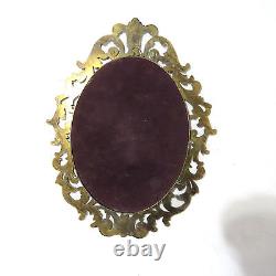 Antique Brass Frame Convex Glass made in Italy 10 x 12.5 Oval