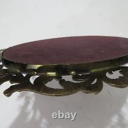 Antique Brass Frame Convex Glass made in Italy 10 x 12.5 Oval