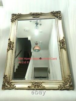 Antique Champagne Light Gold Rectangular Wall Mirror Traditional French Design