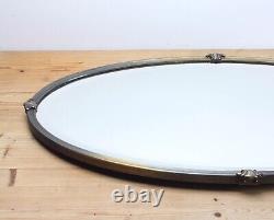 Antique Edwardian Early 20th Century Brass Framed Bevelled Edge Wall Mirror