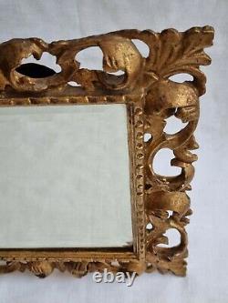 Antique Florentine Wall Mirror Hand Carved Giltwood Frame Bevelled Glass Plate