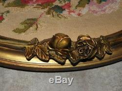 Antique Framed Gilded embroidered flower WALL wood century retro circa Pattern