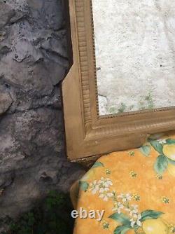 Antique French Gilt Victorian Wall Mirror Wood Plaster 23 X 27 Frame Gold 1800s