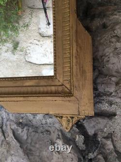 Antique French Gilt Victorian Wall Mirror Wood Plaster 23 X 27 Frame Gold 1800s
