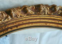 Antique French Oval Wood Gold Gilt Frame / Hanging Wall Mirror 14.25x11.5