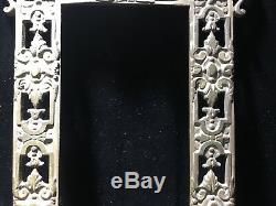 Antique Gilded Cast Iron Mirror Frame Ornate Dolphin Urn Picture Hanging Wall