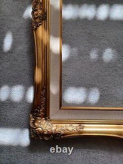Antique Gold Baroque Wood Picture Frame Linen Liner Golden Fillet 20 x 24 Art