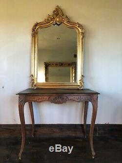Antique Gold French Statement Over Mantle Scroll Table Top Arch Wall Mirror