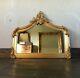 Antique Gold French Vintage Period Over mantle Scroll Top Arched Wall Mirror