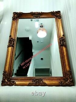 Antique Gold Rectangular Wall Mirror Traditional Ornate French Design