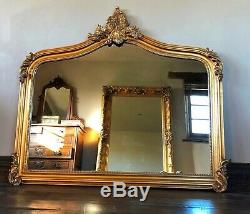 Antique Gold Statement French Over Mantle Arch Fireplace Wall Mirror 143cm