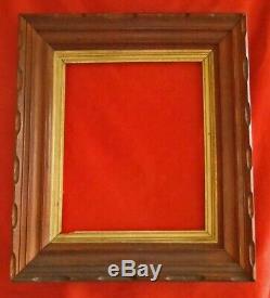 Antique Large Scale Chip Carved Wood Picture Wall Painting Frame Gilded Inset