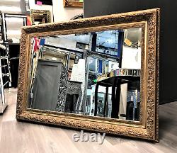 Antique Ornate Design Wall Mirror Wood Gold Style Frame Accent Glass 109x79cm