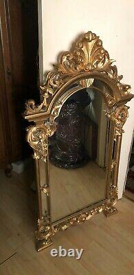 Antique Ornate Mirror Art Decor Frame Vintage Baroque Rococo Carved Dress Wall