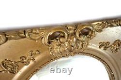 Antique Oval Wall Mirror Gold Decorated Gesso French Baroque Style Frame