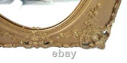Antique Oval Wall Mirror Gold Decorated Gesso French Baroque Style Frame