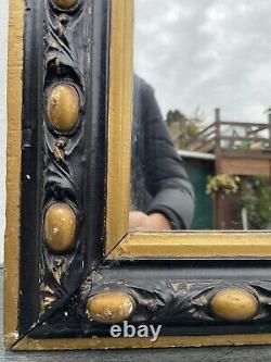Antique Pageantry Frame Wall Mirror Wood Carved Black Gold Empire 19. JH