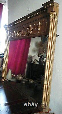 Antique Regency Rectangular Gilt-framed Overmantle Wall Mirror