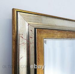 Antique Silver & Gold Wood Frame Wall Mirror Bevelled 106x76cm (42x30inch)