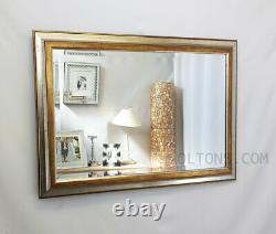 Antique Silver & Gold Wood Frame Wall Mirror Bevelled 66x56cm (26x22 inch) Small