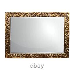 Antique Swirl Design Wall Mirror Wood Gold Frame Glass Style 80x76cm