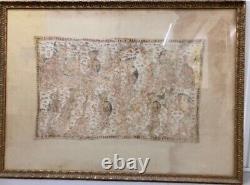 Antique Textile Indian Wall Art In Large Gilded Glazed Frame