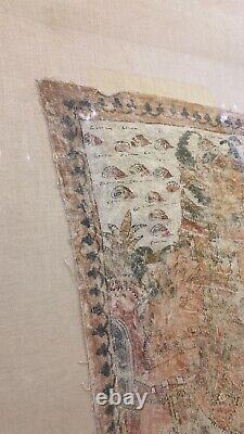 Antique Textile Indian Wall Art In Large Gilded Glazed Frame
