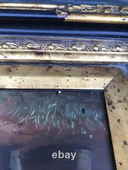 Antique VTG Wooden Gold Glit Baroque Ornate Art Wall Frame Barnyard 17x15.5