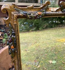 Antique Victorian Gold Gilt Wall Mirror Carved Wood L Wreath Garlands Georgian