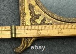 Antique Victorian Metal Wall Hanging Picture Frame Chain Bow Greenery Gold Tone